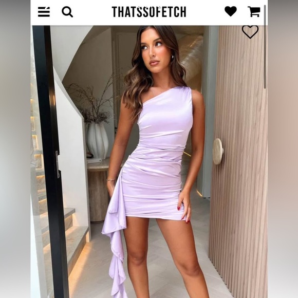 Saloni One Shoulder Mini Dress - Lilac - Picture 1 of 2